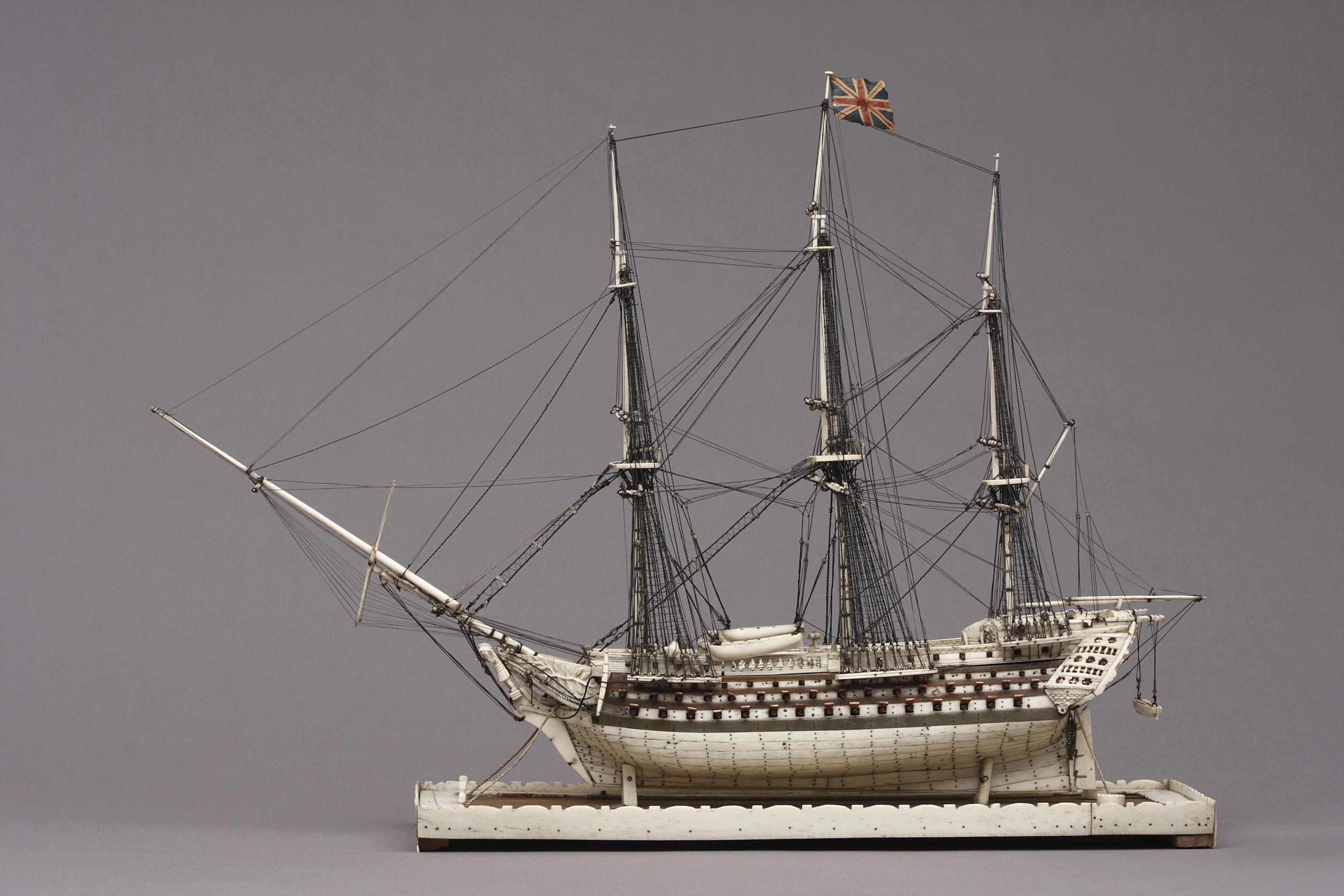 Napoleonic French Prisoner of War Finely Carved and Detailed Scale Model of a 124 Gun First Rate Ship of the Line